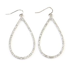 Park Lane Teardrop Rhinestone Dangle Earrings Silver 2” drop